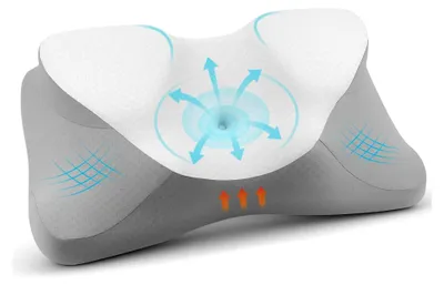 Produktbild von Nackenkissen - Ergonomisches Kopfkissen für den Schlaf, Weiches Schlafkissen aus Memory Foam zur Linderung von Nackenschmerzen, Orthopädisches Kissen für Bauchschläfer, Grau