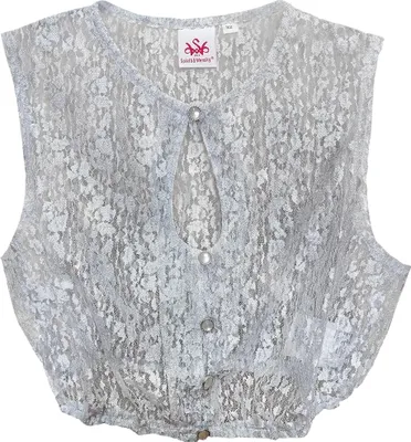 Produktbild von Dirndlbluse Fjord | Kurzarm -Bluse aus Spitze, Farbe:Silber, Größe:40/L