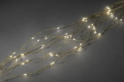Produktbild von Konstsmide - LED Tropfenlametta 10 Stränge à 9 Dioden , 90 warm weiße Dioden, 12V Innentrafo, goldfarbener Draht; 6380-180