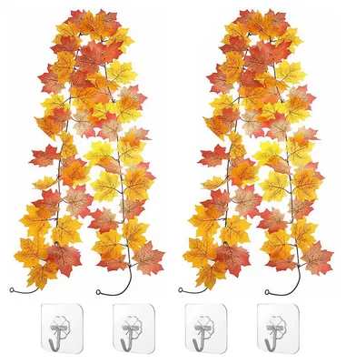 Produktbild von 2 Stück Herbst Girlande Ahornblätter 200cm Künstliche Herbst Dekoration