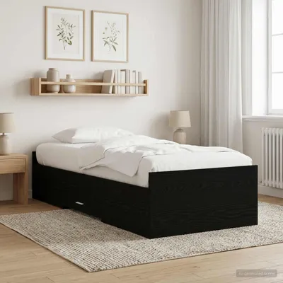 Productafbeelding van Maison Exclusive - Bedframe met opbergruimte, zwart eikenhout, 80 x 200 cm