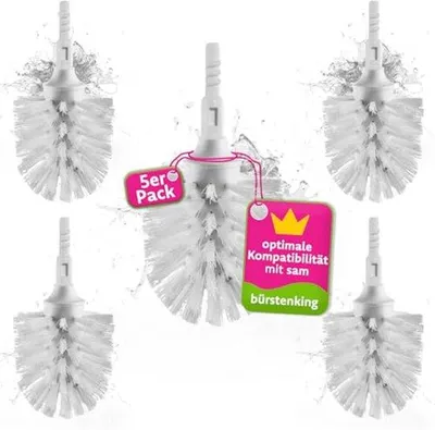 Produktbild von Toiletbürstenkop, 79 mm, Toiletbürstenset, für Sam-Toiletsets, Ersatzbürstenkopf, Kunststoffadapter, 5 Stück, Weiß