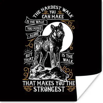 Produktbild von MuchoWow® Poster Wolf - Tiere - Retro - Zitat 75x75 cm - Wand Dekoration