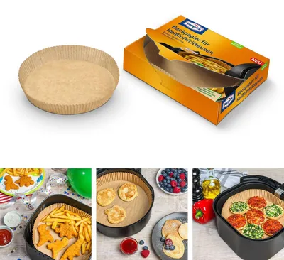 Imagen del producto de Papel de horno para freidoras de aire, redondo, diámetro 20 cm, 20 unidades – Pack de 7 unidades