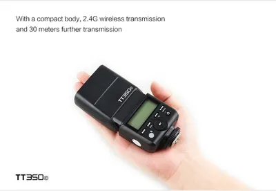 Obrázek produktu pro Godox Thinklite TT350C Mini – bezdrátový TTL blesk pro fotoaparáty s podporou 2,4 GHz, režimy Master a Slave, rychlost 1/8000 s, HSS, kompatibilní s modely Canon 5D Mark III, 80D, 7D, 760D, 60D, 600D, 30D, 100D a 110