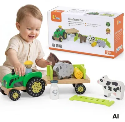 Imagen del producto de Tractor de madera Viga Granja de animales