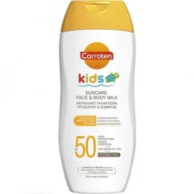 Immagine prodotto di Carroten Kids Latte solare per bambini viso e corpo SPF50 – 200 ml.