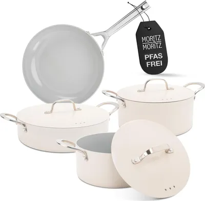 Produktbild von Moritz & Moritz Topf- und Pfannenset, 7tlg., creme