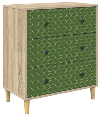 Immagine prodotto di vidaXL Comodino GELEEN, motivo geometrico smeraldo, 66 x 36,5 x 75 cm