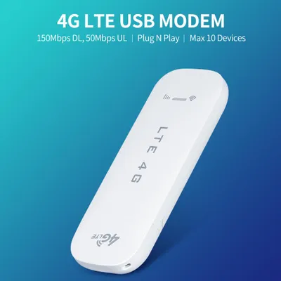 Zdjęcie produktu dla Modem USB 4G LTE, router 4G, mobilny hotspot Wi-Fi z gniazdem na kartę SIM, prędkość pobierania do 150 Mb/s, prędkość wysyłania do 50 Mb/s, obsługa maksymalnie 10 urządzeń, kolor czerwony, wersja europejska