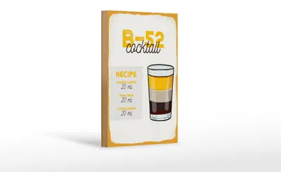 Produktbild von Holzschild Rezept B-52 Cocktail Recipe Orange 12x18 cm Dekoration