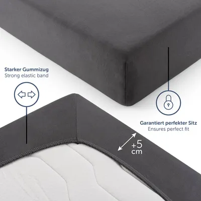 Produktbild von Blumtal Premium Spannbettlaken 200x200 cm Jersey 2er Set -  es Spannbettlaken in Anthrazit