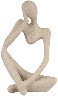 Zdjęcie produktu dla Abstrakcyjna rzeźba kamienna w stylu „Myśliciela”, miniatura, ozdoba na regał i biurko, 8 x 12,5 cm