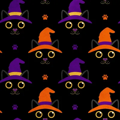 Produktbild von Royal Samt Stoff Polyester Zum Nähen - Motiv schwarze Katzen in einem Hut