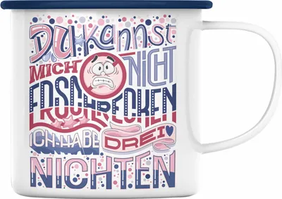Produktbild von Trendation - Tante Geschenk Emaille Tasse 3 Nichten Geschenkidee von Nichten an Tante Lustiger Spruch für Tante (Blau)