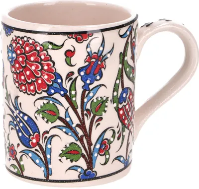 Produktbild von Handbemalter Türkischer Kaffeebecher, Orientalische Kaffeetasse - Weiß, Keramik, 10*12*8 cm, Küchenaccessoires, Sonstiges