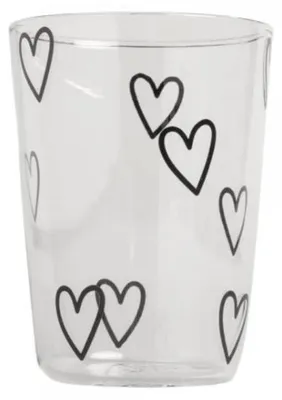 Produktbild von Eulenschnitt Trinkglas Herzen Schwarz (450ml)