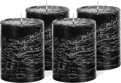 Productafbeelding van Set van 4 Stompkaarsen 7x10 cm – door en door gekleurd paraffine – rustieke kaarsen met lange brandduur – decoratieve tafeldecoratie voor kerst