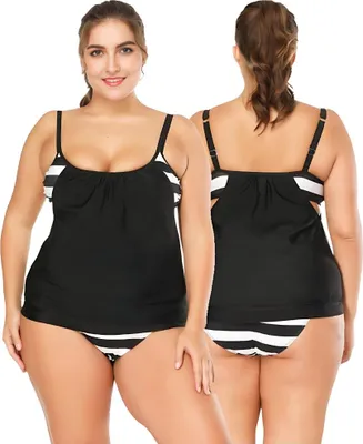 Obrázok produktu pre Tankini plavky plus veľkosť L čierne tehotenské pohodlné nohavičky XXXL