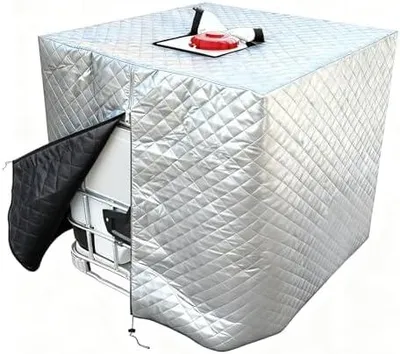Produktbild von IBC Tank Abdeckung Winter, Frostschutz für Regentonne 1000L, IBC Tank Verdickter Thermohaube, 120x110x116CM, mit Reißverschluss, Staubdicht & Schneesicher