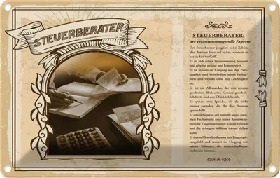 Produktbild von vianmo Blechschild 12x18 cm Steuerberater Beruf Arbeit