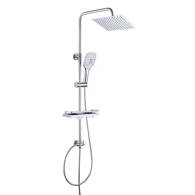 Produktbild von JOHO Regen Dusche Rainshower Überkopfbrauseset Regendusche Duschset Duschsystem mit Ablage Chrom(Kopfbrause 20x20cm)