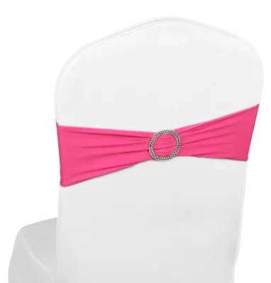 Stretch-Spandex-Stuhlhussen mit Schleife, 50 St., Rosa