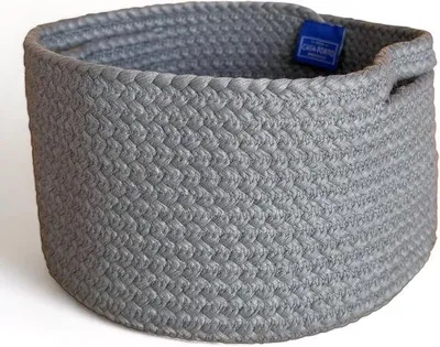 Produktbild von Handgefertigter Brotbehälter - Aufbewahrungsbehälter - Ø 21/11 cm - grau - geupholsterter Textilfaserbehälter