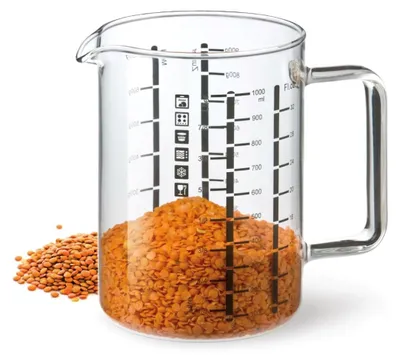Messbecher 1,0 l, Borosilikatglas, mit Henkel, 15 cm hoch