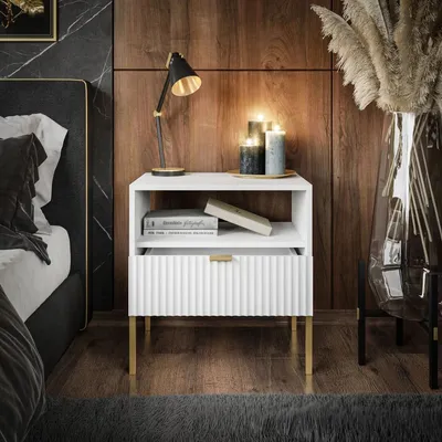 Obrázek produktu pro Noční stolek CORTADO GOLD S54, bílý