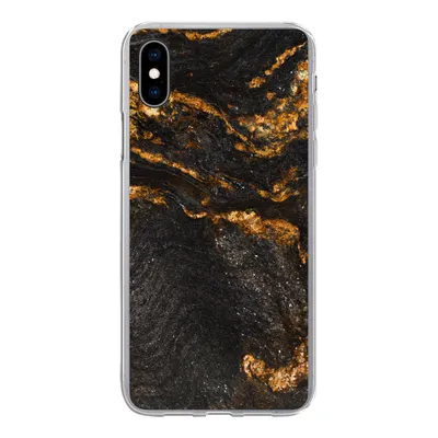 Produktbild von MuchoWow® Handyhülle Schutzhülle Hülle für iPhone Xs Marmor - Limette - Schwarz - Gold - Marmoroptik - Luxus Silikon Softcase Handy Hülle - Handytasche