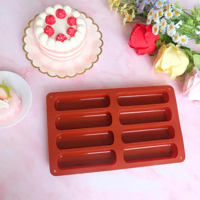 Image de Moules à pâtisserie en silicone Set de 2 pour les barres énergétiques et plus avec 8 compartiments