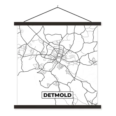 Produktbild von MuchoWow® Textilposter Detmold - Karte - Stadtplan 120x120 cm mit schwarzem Rahmen - Aufhängungsset