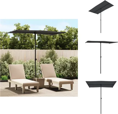 Produktbild von vidaXL Sonnenschirm mit Aluminium-Mast 180 x 110 cm Schwarz - Sonnenschirme & Sonnenschutze