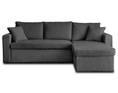 Image de Best Mobilier Cyrus - canapé d'angle réversible 4 places - convertible avec coffre - en velours côtelé , Gris foncé