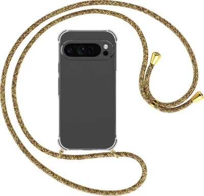 Produktbild von Handykette Backcover-Schutzhülle mit Band (Metall goldfarben) für Google Pixel 9 Pro XL (6.8'') - braun+beige