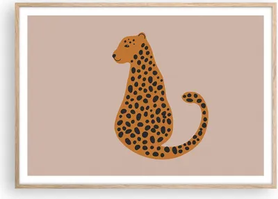 Produktbild von Gerahmtes Poster - Rahmen in heller Eiche - Panther Grafik Leopard - 100x70 cm - Wand Bild - Wanddeko - Wandbilder - Kunstposter - Wandposter - Bilderrahmen - Bilder - Kunstdruck - P2NAA100x70-4893