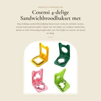 Productafbeelding van 4-delige Sandwichbroodbakset met Patroonsnijders