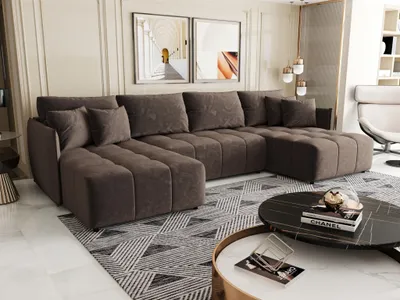 Produktbild von Wohnlandschaft Schlafsofa Sofa TREVISO Stoff Monolith Braun