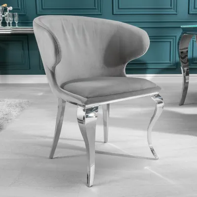 Produktbild von riess-ambiente Eleganter Stuhl MODERN BAROCK II edel-grau Samt Edelstahlbeine