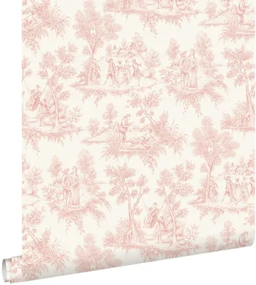 Obrázok produktu pre Tapeta ESTAhome, vzor Toile de Jouy, svetloružová, rozmer 0,53 x 10,05 m