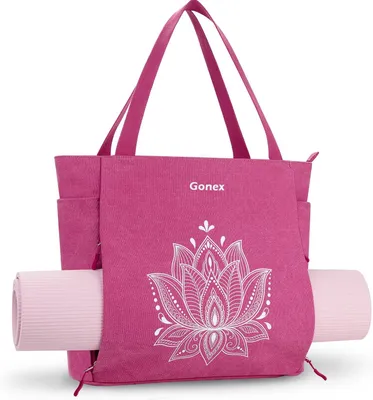 Productafbeelding van Yogamat-draagtas van canvas met meerdere vakken, ruime sporttas met paisley-patroon en volledige ritssluiting