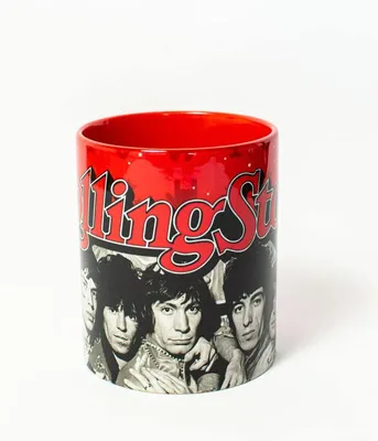 Keramiktasse mit Rockgruppen-Motiv, 350 ml, rot