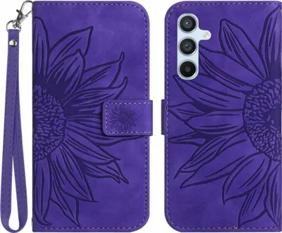 Produktbild von Samsung Galaxy A37 / A36 Hülle - Coverup Sonnenblume Klapphülle mit Schlüsselband - Violett