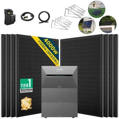 Produktbild von ALLDREI Balkonkraftwerke mit Speicher Anker Solix Solarbank 3 E2700 Pro & BP2700x2,Komplettset mit 8x500W Bifazialer Solarpanel & Smarten Zähler