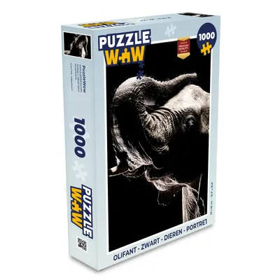 Obrázek produktu pro MuchoWow® Puzzle 1000 dílků Slon - Černá - Zvířata - Portrét - Hračky - Pro malé i velké - Hry - Skládačky