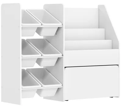 Obrázok produktu pre Úložný box na hračky pre deti s 6 priehradkami | Farba: biela | Rozmery: 100 x 30 x 80 cm