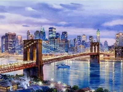 Zdjęcie produktu dla Diamentowa mozaika "Most Brooklyński", Nowy Jork, 30x40 cm, kreatywne diamenty