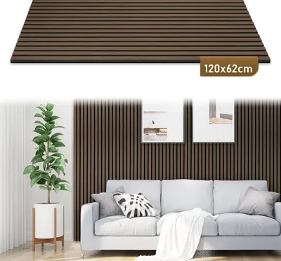 Produktbild von Hengda Akustikpaneel Wandverkleidung 120x60x2.1cm MDF Akustikpaneele Wandpaneele 1x Walnuss