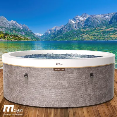 Produktbild von BRAST Whirlpool MSpa Cocoon für 6 Personen mit Schaumstruktur | Ø180x65cm | 130 Massagedüsen in 3 Intensitäten | In- Outdoor Pool | Ganzjähriger Einsatz Winterfest | einfache Steuerung per App